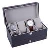 Classic Watch Box PU Leather Jewelry Organizer Travel Display Case for Men /Women,4 Slots Magnetic Top,Black