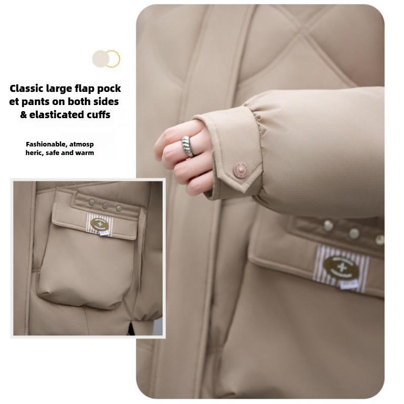 Kurze, lässige, modische, baumwollgefütterte Jacke mit Kapuze für Damen im Winter, neue, kältebeständige, baumwollgefütterte Jacke mit Kapuze