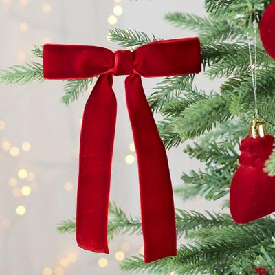 DIY Crafting Velvet Christmas Bows Wine Red Decorations