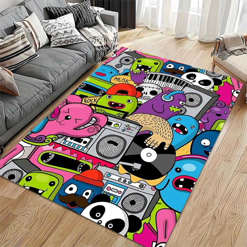 Colorful Cartoon Music Pattern suitable as a non-slip mat for the living room or bedroom sofa