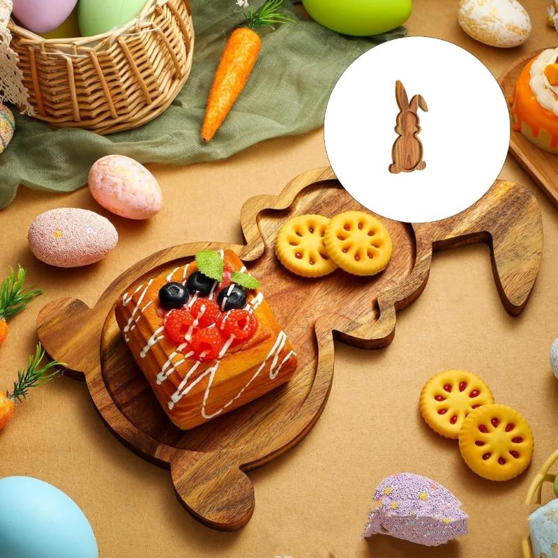 Adorable Rabbit Shape Wood Tray for Family Gatherings Childrens Birthday Parties and Serving Snacks Safely