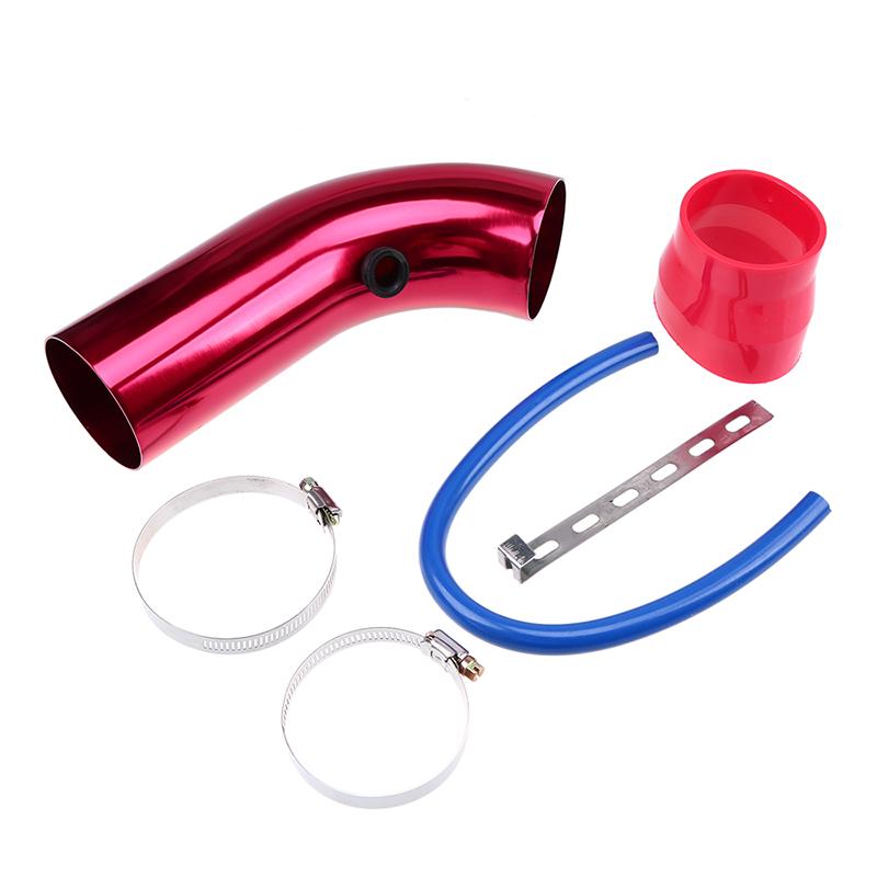 3" 76mm Air Intake Pipe Aluminum Cold Air Inlet Duct Tube Kit With Rubber Hose for Connect Filter High Air
