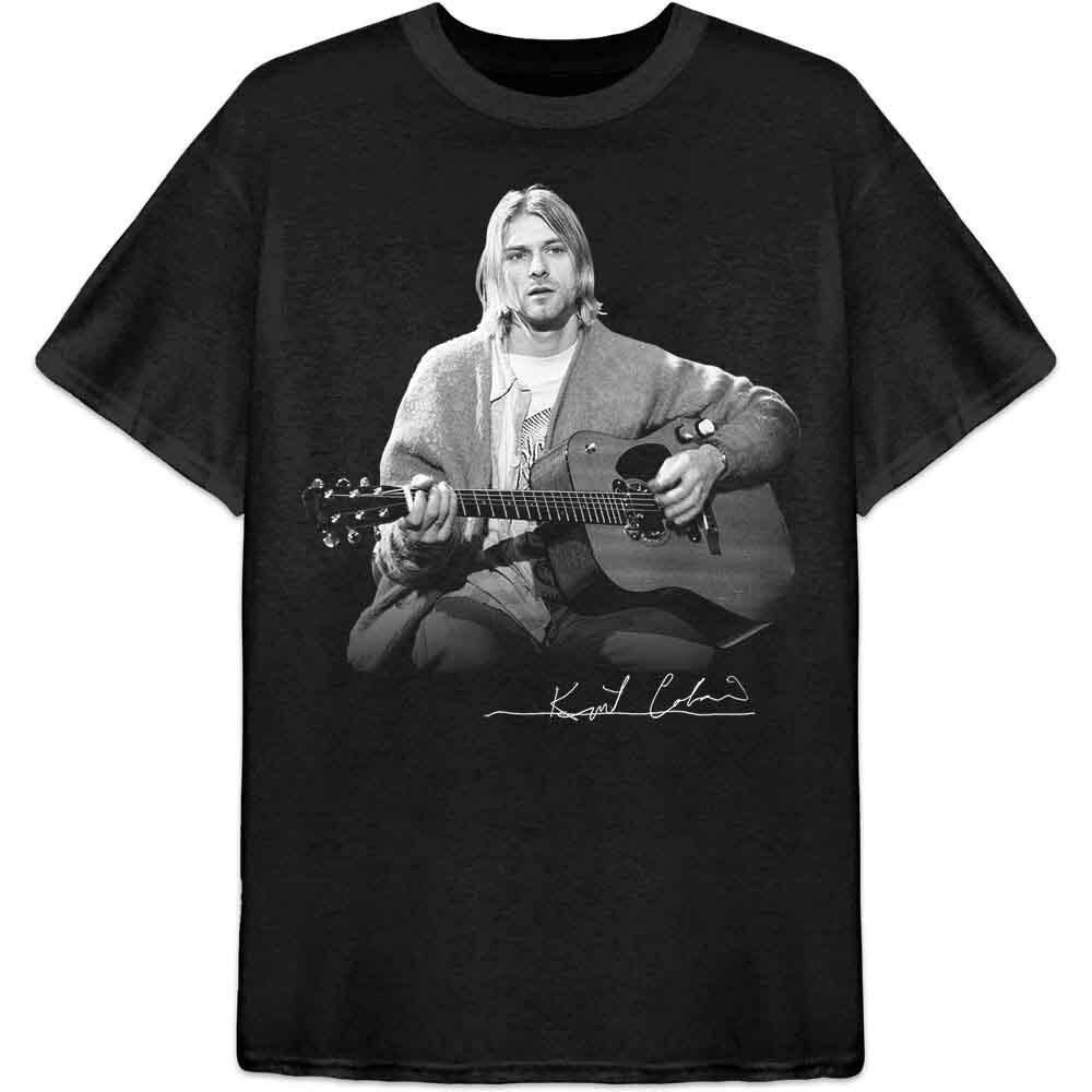 Kurt Cobain Guitar Live Photo T-Shirt Black New XXL