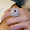 New Trendy Colorful Rhinestone Resin Finger Rings for Women Girls Sweet Chunky Irregular Geometric Rings Aesthetic Jewelry Gift