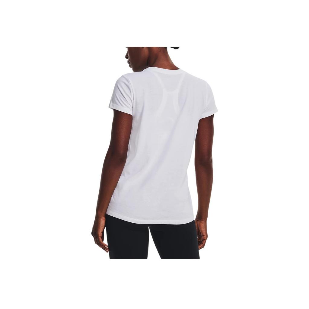 Under Armour Solid Logo Training Casual Sports T-Shirt Women tops White 1370760-100