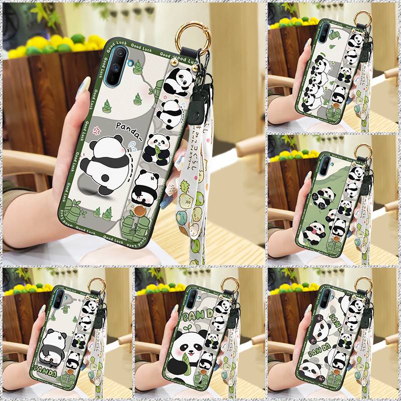 Ring Anti-knock Phone Case For OPPO Realme C3/C3i/Narz N10A Fashion Design Cartoon Dirt-resistant Durable Silicone Panda