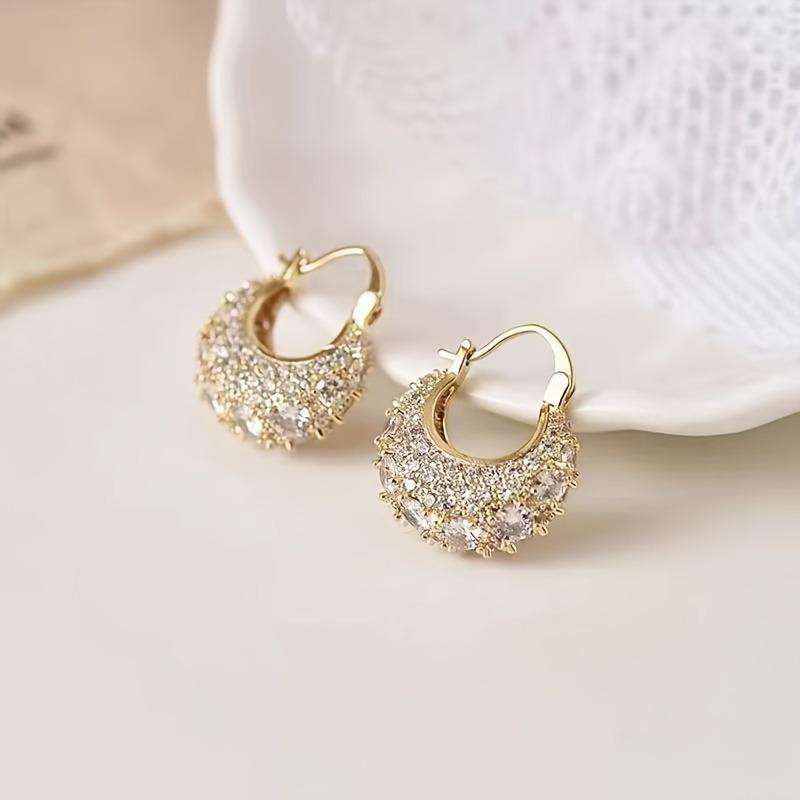 Французские модные серьги-кольца U-образной формы с инкрустацией цирконием для женщин, сверкающие, элегантные, для вечеринки, юбилея, подарок