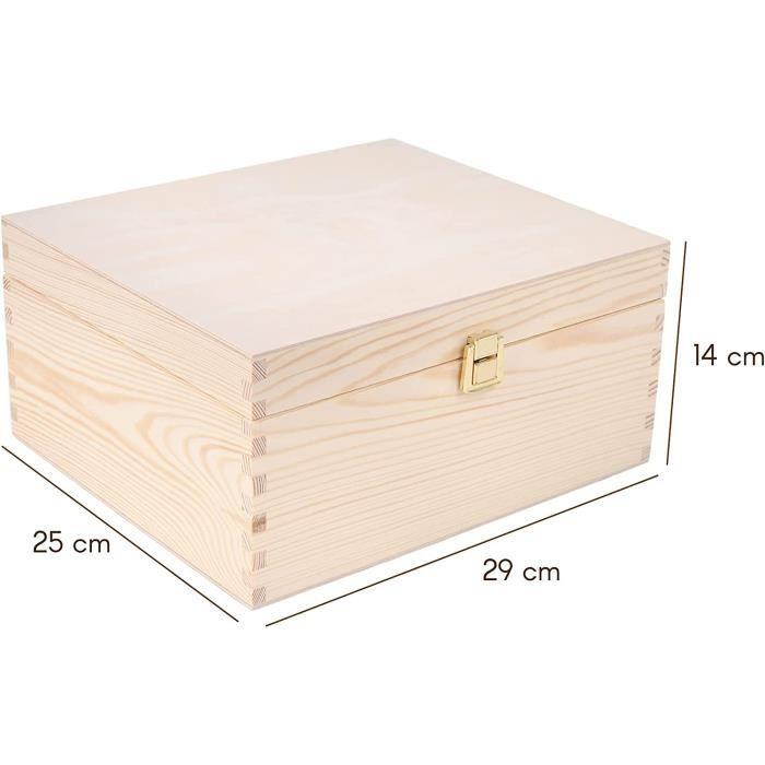 Boîte de Rangement - Creative Deco - Non Peinte - Bois - 29x25x14 cm - Fermoir