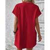 Color Size Solid Summer Plue Floral Dress Summer Short Sleeve Slim Shirt Big Hem Loose Beach Party Elegant Dresses S2xl