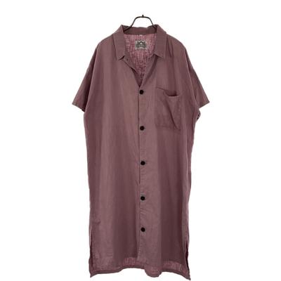 Regency Works British Linen Short Sleeve Shirt Long Dress L Purple Women Used