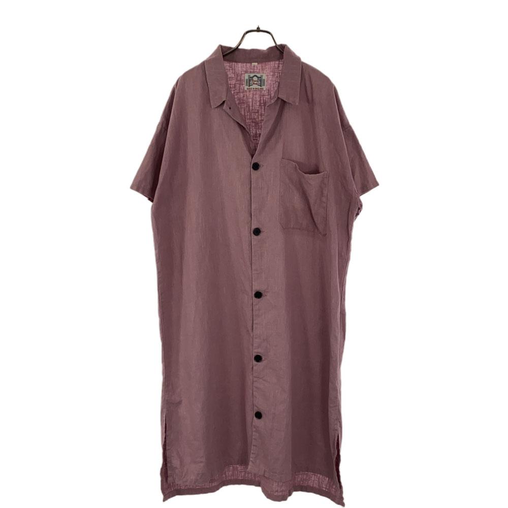Regency Works British Linen Short Sleeve Shirt Long Dress L Purple Women Used