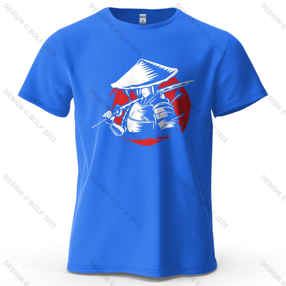 Samurai Cool Printed Men's T-Shirt 100% Cotton Oversized Traditional Graphic Tees for Women Tops Tees Casual Streetwear