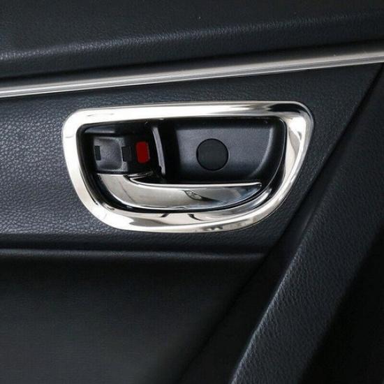 For Toyota Corolla 2014- Chrome Steel Inner Door Handle Lock Frame Trim 4pcs