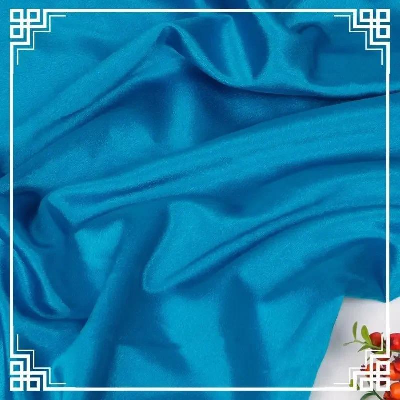 Verdickter glänzender Kristall-Satin-Stoff Schwer pro Meter für Kleidung Kleid Hanfu Dekoration DIY Nähstoff Uni Knitterarm Blau