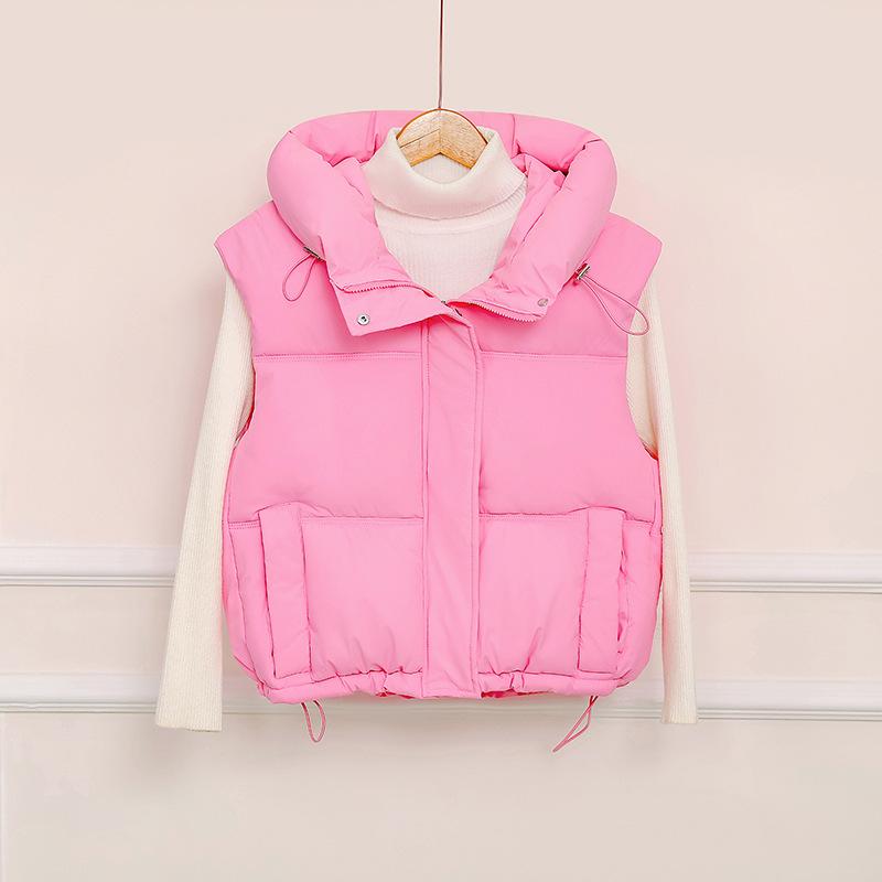 Cotton vest women's short autumn and winter new hooded vest outer wear versatile loose thickened thermal vest jacket