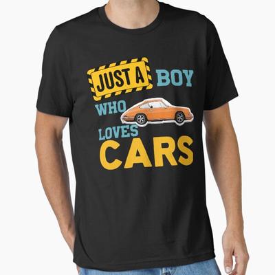 Herren Casual Hemden Kurzarm Nur Ein Junge Der Autos Liebt Schwarze T-Shirts Übergroße T-Shirts