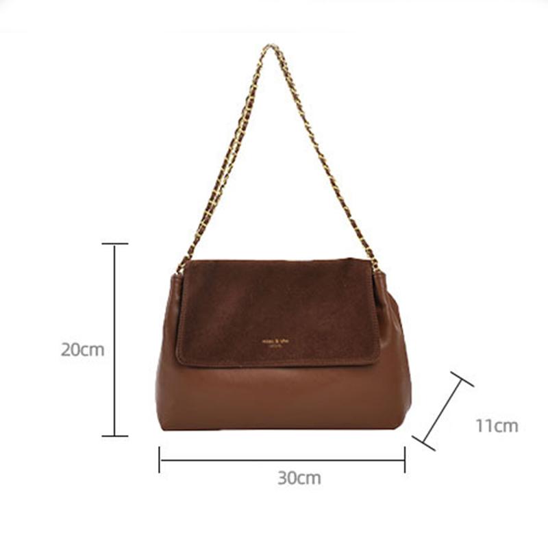 Soft PU Leather Totes Bag New Women's Golden Chains High Quality Large Capacity One Shoulder Bag Solid Versatile Crossbody Bag