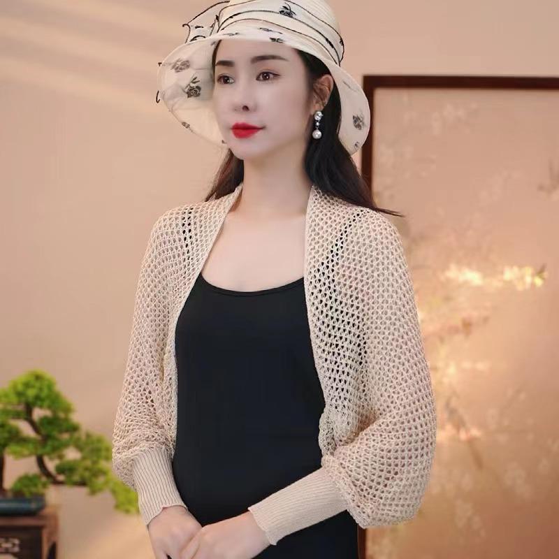 Ice Silk Shawl: Air-conditioned Sleeved Cardigan, Slimming Knit Outerwear, Trendy Short Dress