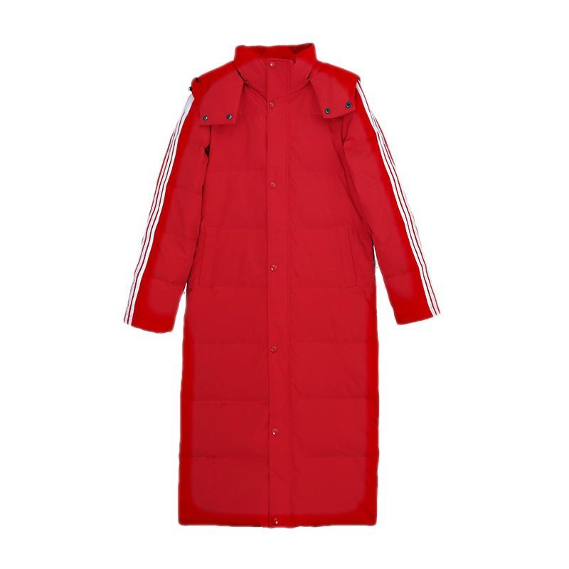 Men's and Women's Down Jackets Medium and Long Korean Version Loose Casual Knee Winter Hooded Jacket