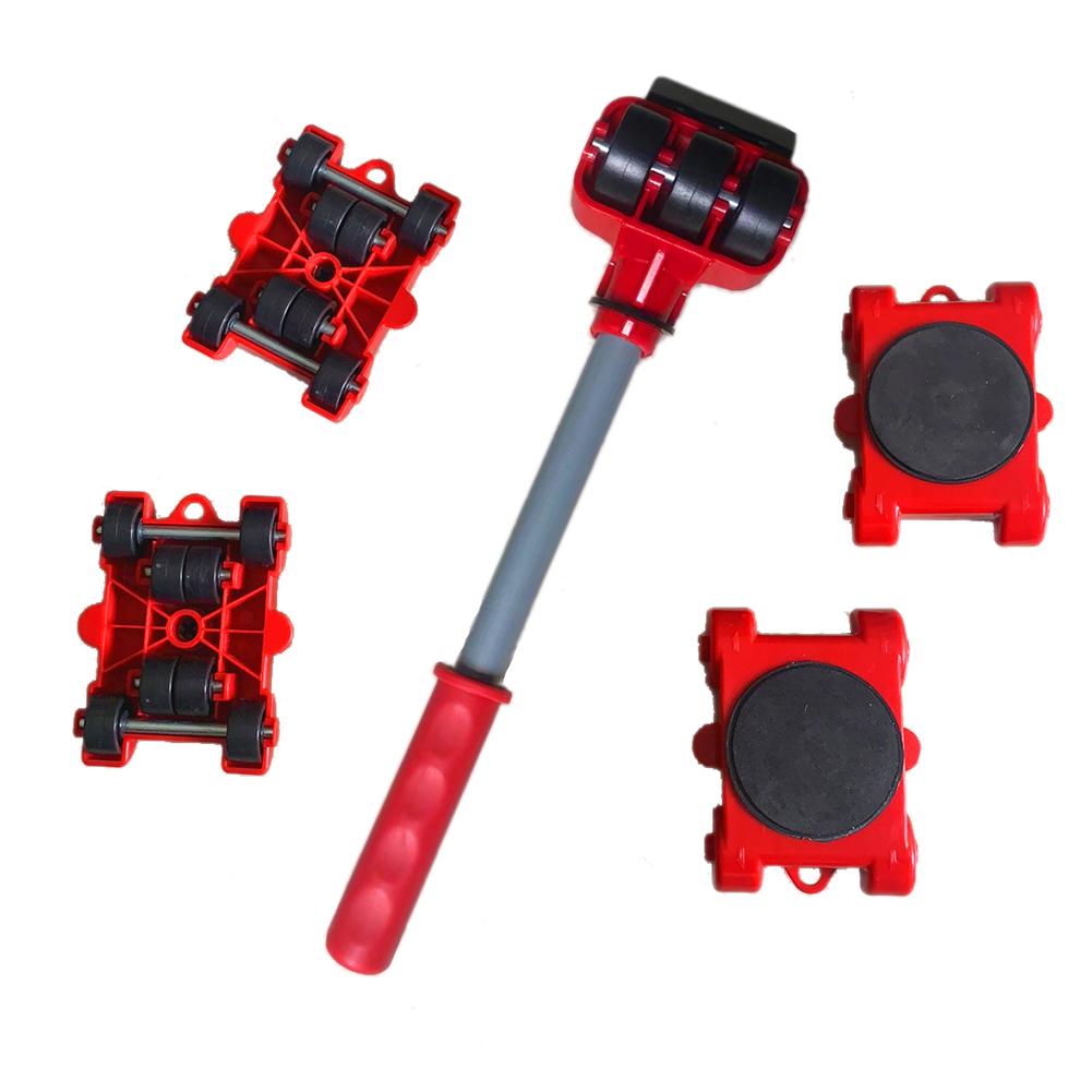 

5 шт. Набор роликов для транспортировки мебели, тяжелый подъемный инструмент для перемещения мебели, колесный стержень, ручной инструмент для подъема тяжелых вещей