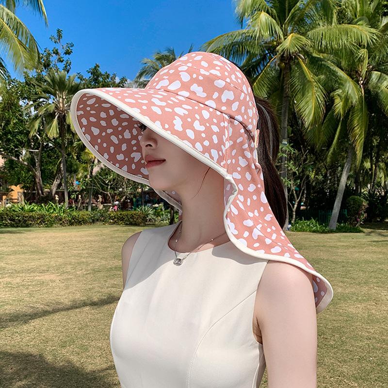 Summer big eaves sunscreen hat women's fashion high-end shawl integrated bucket hat outdoor cycling empty top sun hat