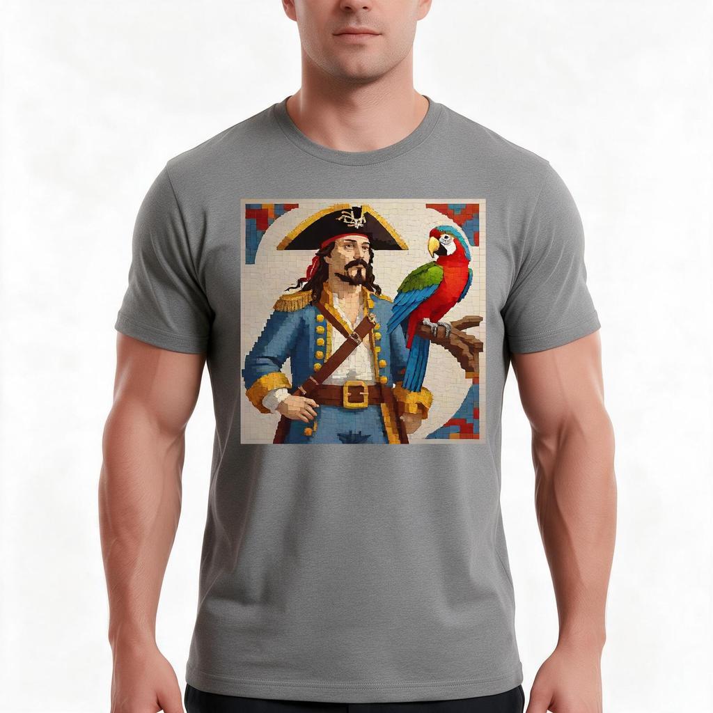 Pirate Painting Tshirt Summer Casual Cotton Tee Oversized Streetwear Tops Vintage Graphic Print Loose Fit Short Sleeve