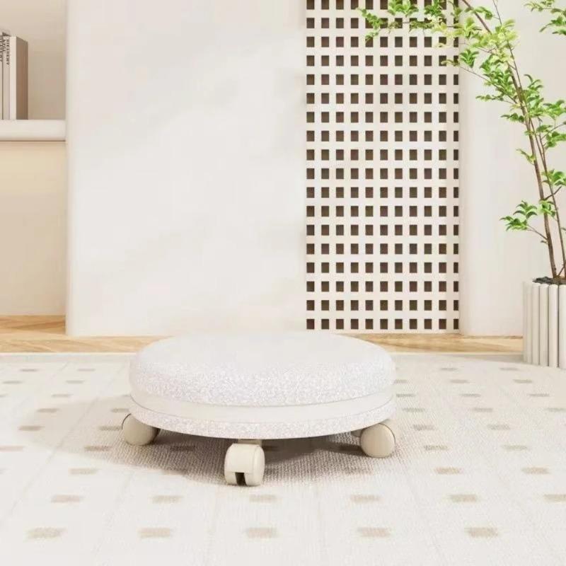 Solid Wood Low Stool Household Can Rotate Freely Chair Silent Sliding Stool Comfortable High Load-bearing Capacity Low Stools