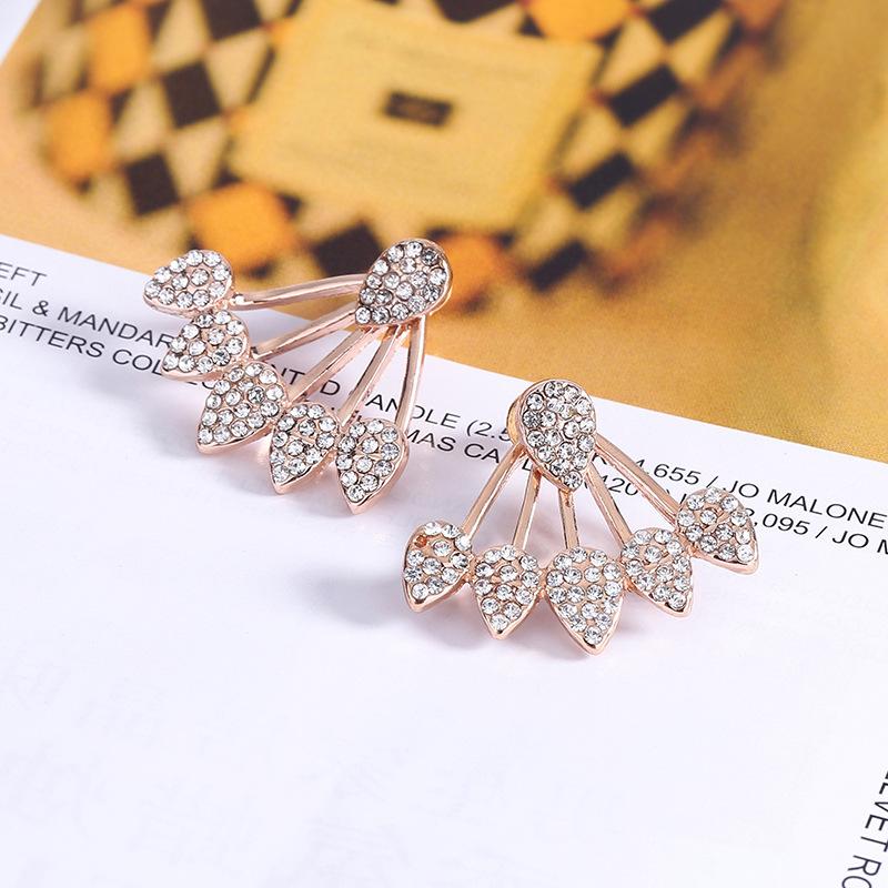 Trendy Crystal Small Stud Earring For Women Korean Daisy Leaves Girls Sweet Earring Fashion Jewelry Accessories