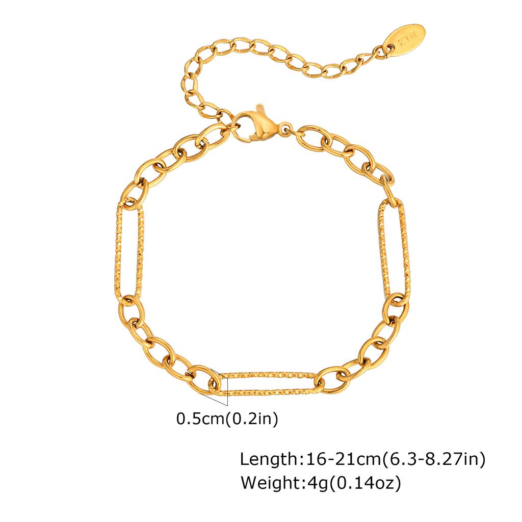 Vnox Paperclip Handmade Link Chain Bracelets,Gold Plated Stainless Steel Simple Bracelet Necklace Sets,For Women Fashion Jewelry