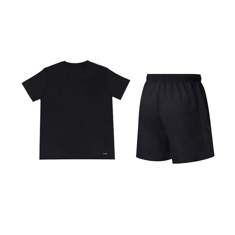 Li Ning Logo Print Simple Quick-Dry Comfortable Round Neck Pullover Fashion Versatile Casual Sports Suit Unisex Suit YTSU141-2+AKSV843-1