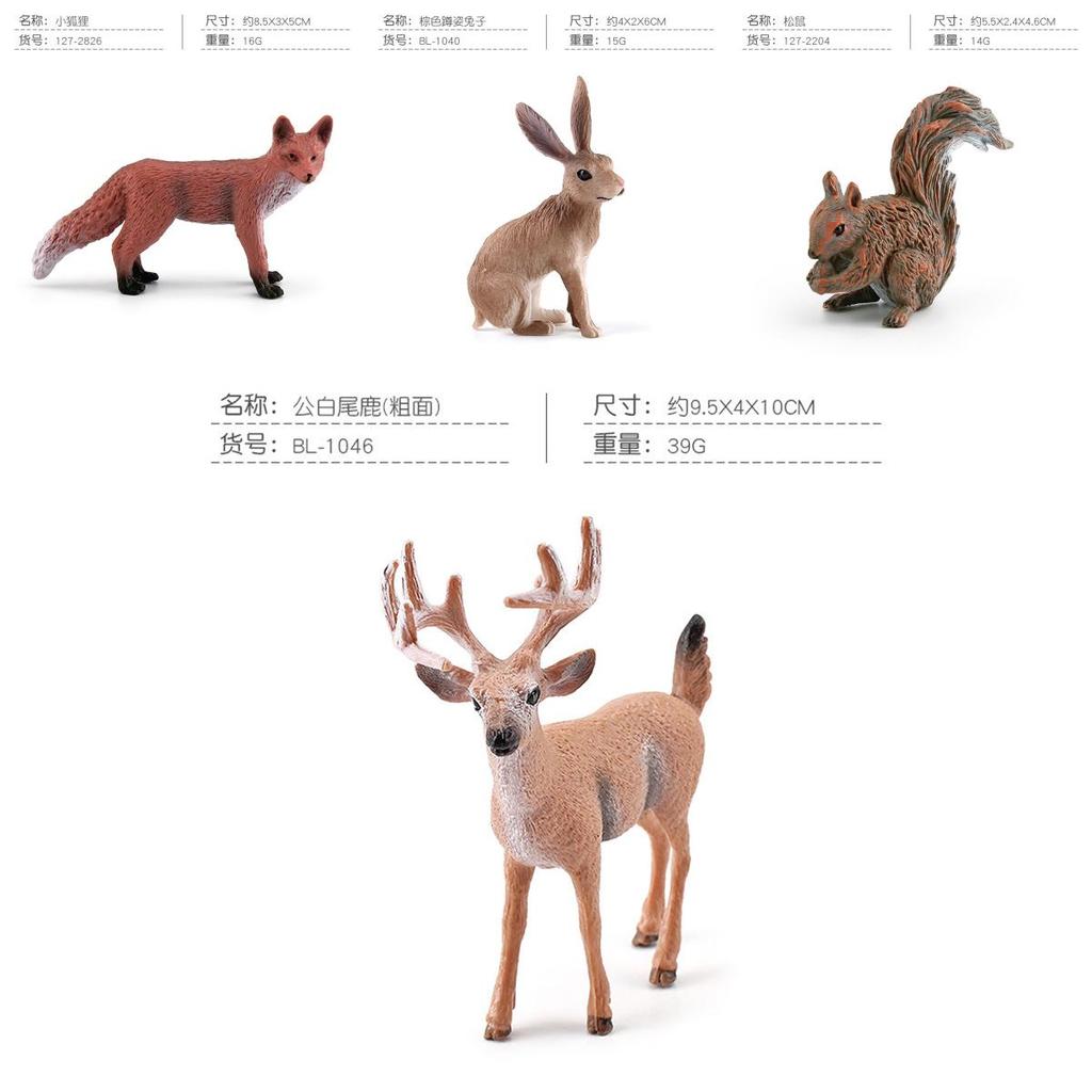 Forest Wildlife Pvc Animal Decor Set With Realistic Squirrel Fox Rabbit Deer For Holiday Home Decoration