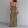 Damenmode ärmelloser Jumpsuit mit Rückenausschnitt, Taschen und weitem Bein