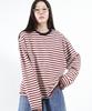 Deumakeu Stripe Loose-Fit Long Sleeve Tee - Burgundy