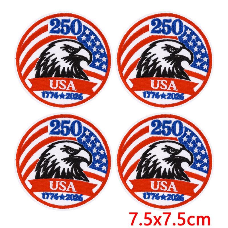 10Pcs USA Independence Day Embroidery Patches, Flag Eagle Bow Iron On Patches for Clothing Backpack Jeans DIY