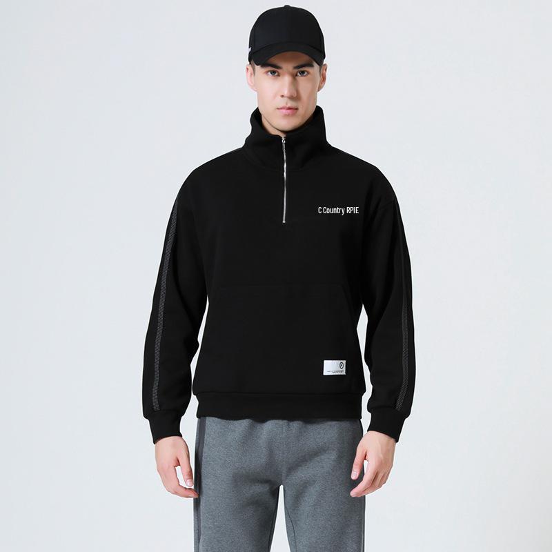 

Мужской модный свитшот на молнии со стойкой - Полуоткрытый, повседневный, легко сочетаемый спортивный жакет для весны и осени L