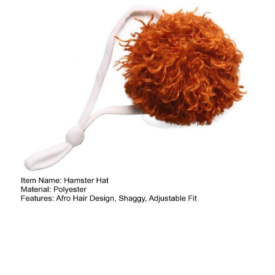 Afro-Haar Hamsterhut Kleintierhut mit verstellbarem Gummiband Lustiger Zottelhaarhut