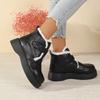 Damenstiefel im britischen Stil mit mittlerem Absatz, vielseitige, dicksohlige Stiefeletten für Frühling und Herbst, lässige Mid-Calf-Stiefel