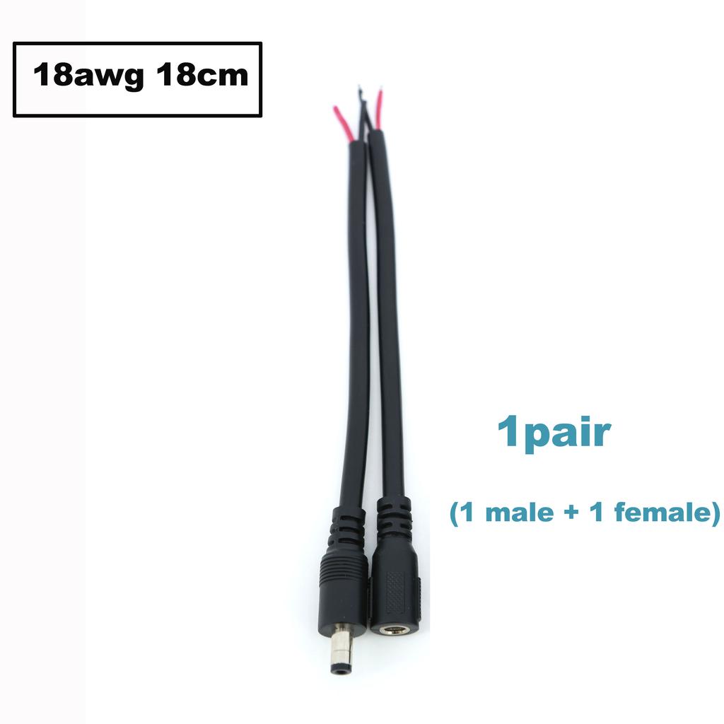 0.2M 0.18M 5.5x2.5MM 2pin DC Male Female 22/20/18/16awg Power Connector Plug Cable Wire Supply Repair Cable 5525 DC5525 Pigtails
