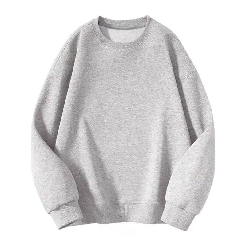 2025 New Round-Neck Sweatshirt for Men and Women, Autumn and Winter Pure White Trendy Brand Loose Fit Couple's Fleece-Lined Thickened Inner Layer Top