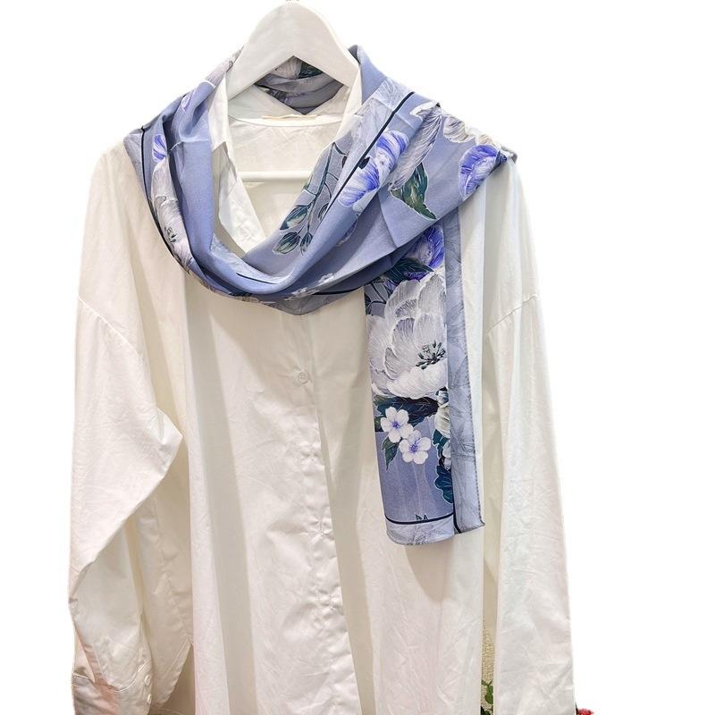 Limited Edition Blue Enchantress, Ancient Mulberry Silk Double Wrinkled Silk Scarf, Women'S Autumn Shawl