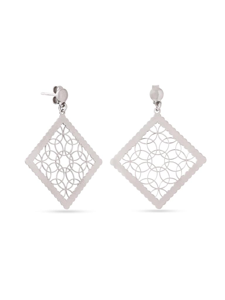 Kicky and Perky 925 Sterling Silver Textured Jali Pattern Dangle Earring Jewelry for Women