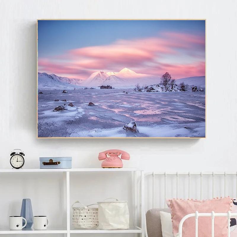 Sunset Mountains Sky Posters Sea Landscape Canvas Painting Natural Scenery Wall Art Pictures Living Room Home Decor Gift Poster
