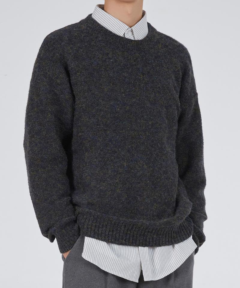 GLW Mild Heathered Crew Neck Sweater Oversized Knit Black
