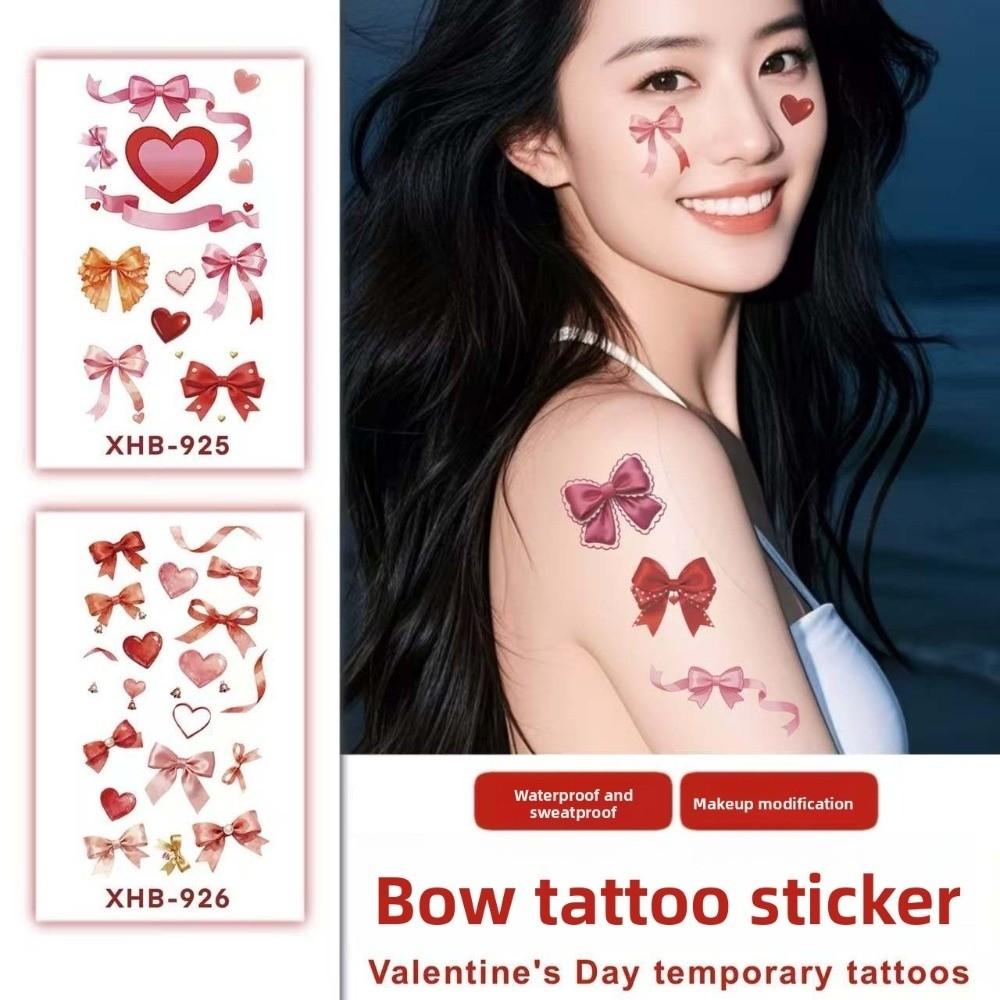 Pink Bowknot Ribbon Colorful Bow Tattoo Stickers Waterproof Makeup Stickers  Live House