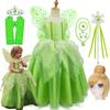 Kids Girls Tinker Bell Costume Kids Green Fairy Princess Tinkerbell Fancy Dress Birthday Party Halloween Cosplay Outfits 2-10Yrs