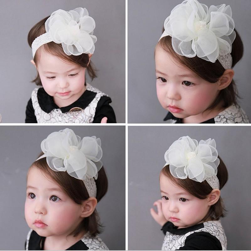 Dětská síťovaná krajková květinová čelenka pokrývka hlavy dívčí párty narozeninové šaty doplňky