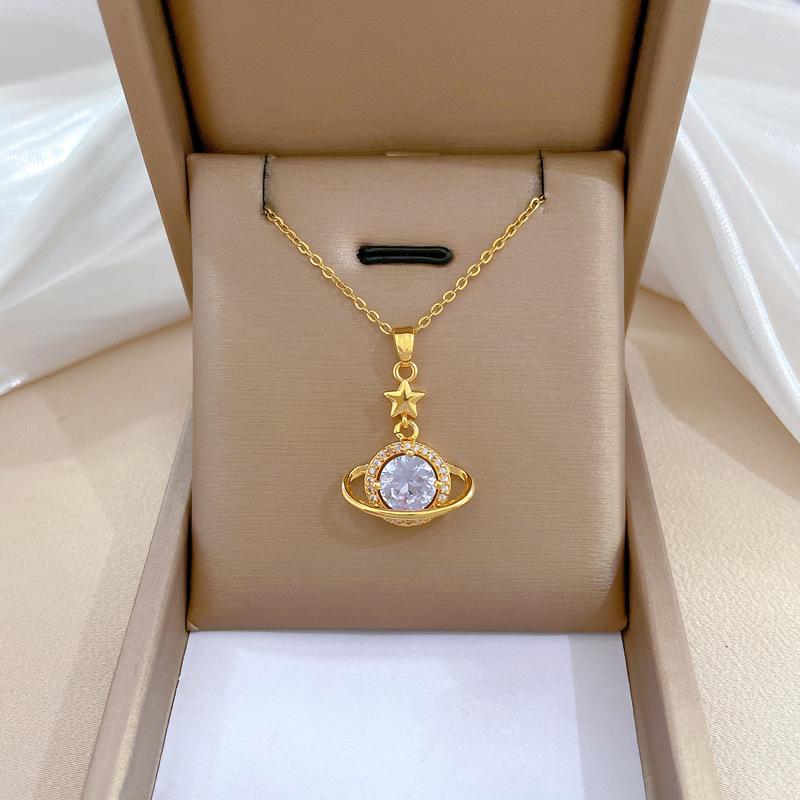 Light Luxury Full Diamond Micro-Inlaid Design Temperament Smart Shining Necklace Women, Simple Pendant