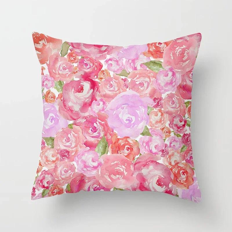 Model de flori Artă decorativă Husă de pernă Față de pernă Poliester 45*45 Perne Decorat Home Decor Față de pernă
