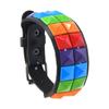 Studded Cuff Bracelet Double Row Square Studs Adjustable Closure PU Strap Punk Wrist Bangle for Concert Streetwear
