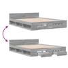 Bed Frame with Drawers Grey Sonoma 135 x 190 cm Particleboard
